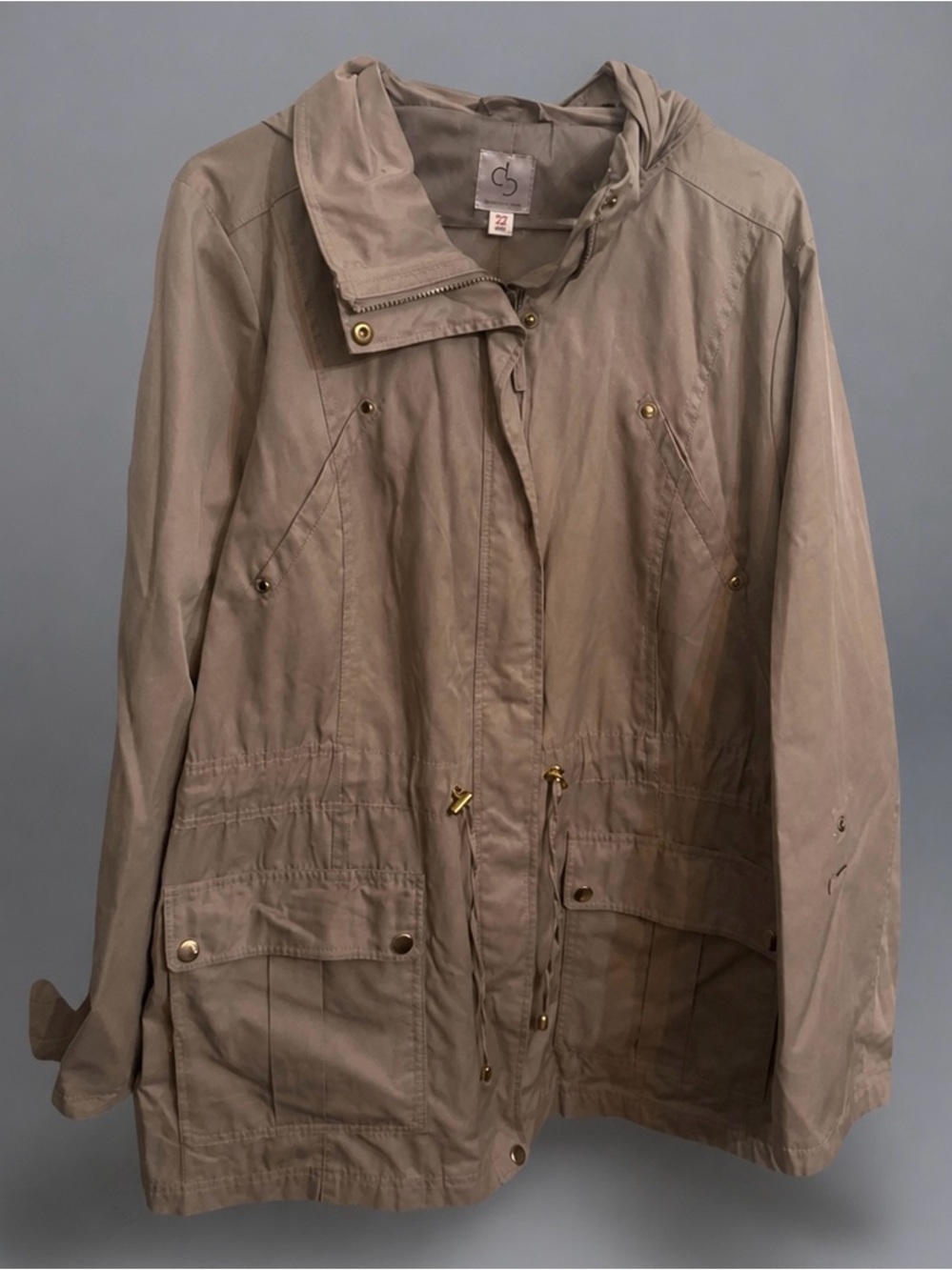 DB Established 1962 Women’s 2X Taupe Hooded Utility Jacket Anorak Plus Size